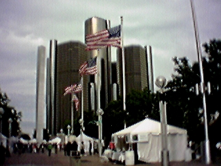 Downtown Detroit on a cloudy day